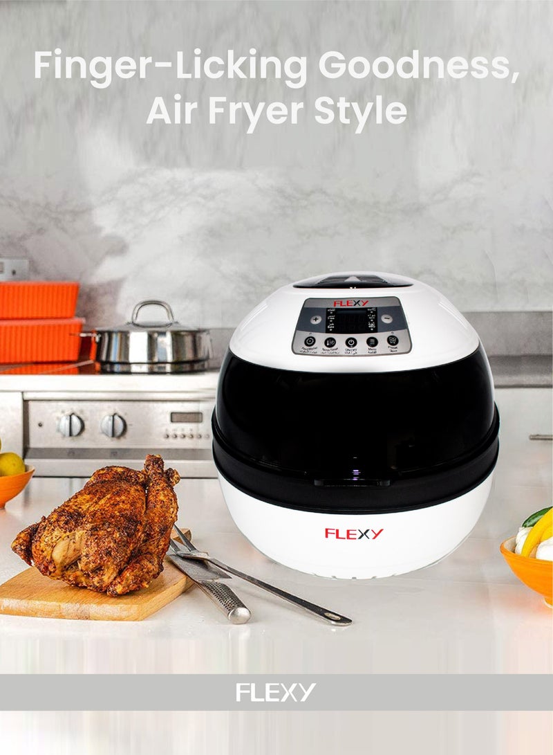 فليكسي مقلاة هوائيةمقلاة هوائية رقمية 10 لتر 1300 وات مع نافذة عرض من الفولاذ المقاوم للصدأ ثلاثية الطبخ غير لاصقة صحية  - Image 5