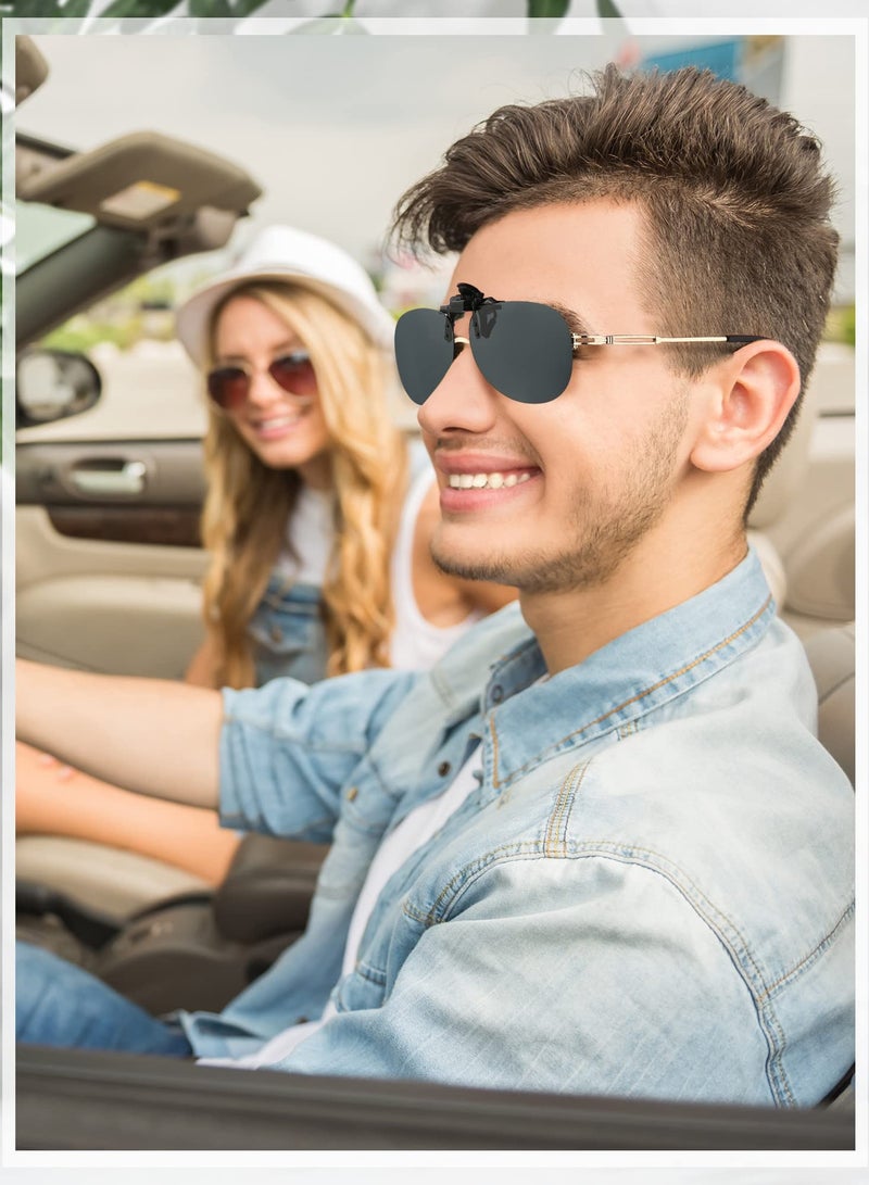 Zikra 5 Pairs Polarized Clip-On Sunglasses Polarized Flip up Sunglasses Prescription Eyeglasses Night Driving Clip on Glasses for Outdoor Clip on Sunglasses Flip up Polarized Lens UV Protection - Image 4