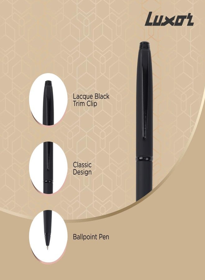 Luxor Royale, Nero, Ball Pen, Pack of 1, Matte Black Body, Ink Colour- Blue, Lacque Black Trim, Stylish Clip, Sleek & Elegant, Durable & Stylish, Ideal for Professional Gifting - Image 3