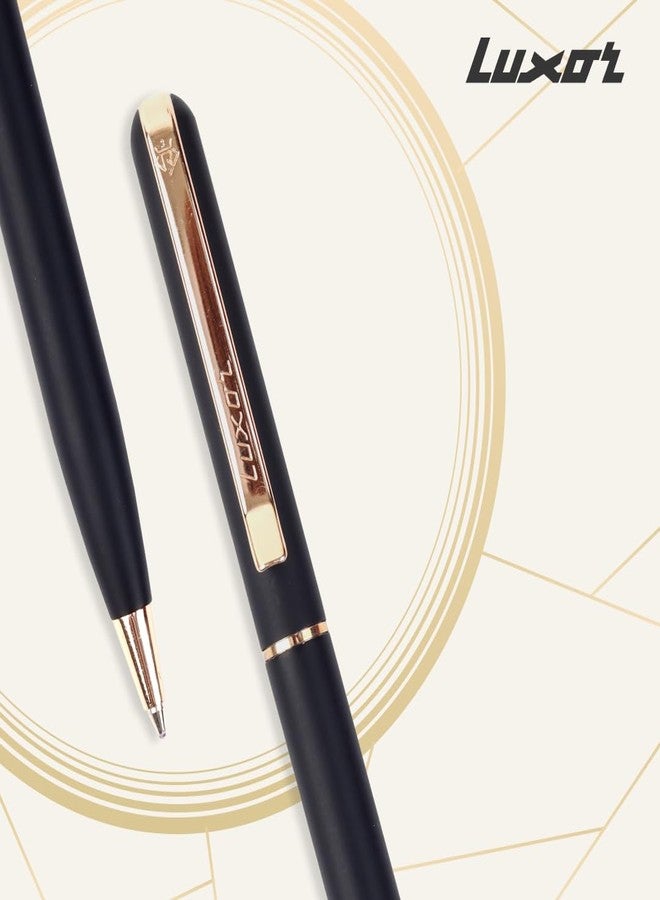 Luxor Royale, Nero, Ball Pen, Pack of 1, Matte Black Body, Ink Colour- Blue, Lacque Black Trim, Stylish Clip, Sleek & Elegant, Durable & Stylish, Ideal for Professional Gifting - Image 4