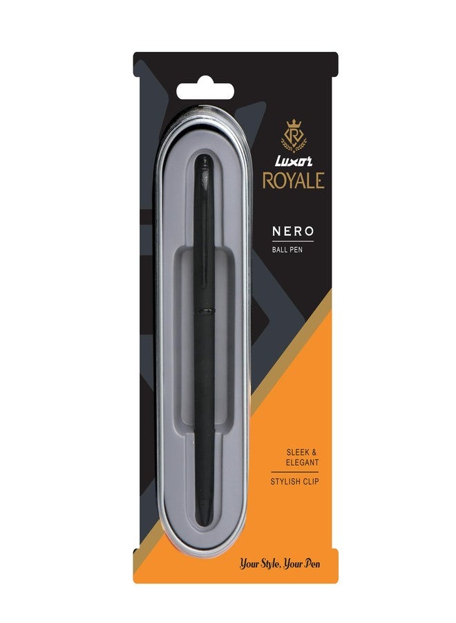 Luxor Royale, Nero, Ball Pen, Pack of 1, Matte Black Body, Ink Colour- Blue, Lacque Black Trim, Stylish Clip, Sleek & Elegant, Durable & Stylish, Ideal for Professional Gifting - Image 1