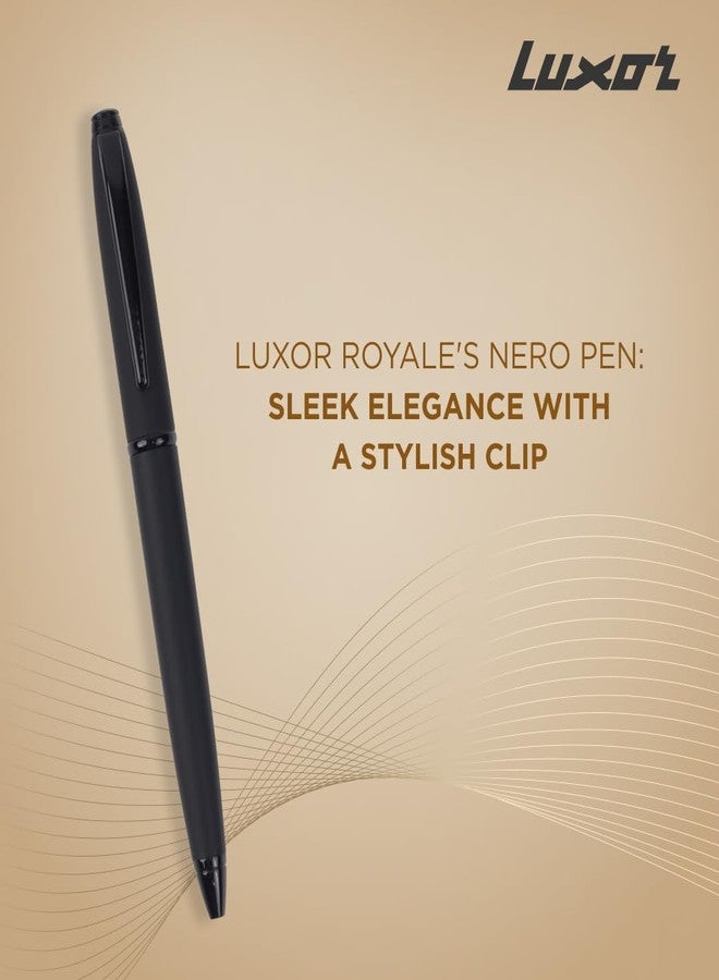 Luxor Royale, Nero, Ball Pen, Pack of 1, Matte Black Body, Ink Colour- Blue, Lacque Black Trim, Stylish Clip, Sleek & Elegant, Durable & Stylish, Ideal for Professional Gifting - Image 2