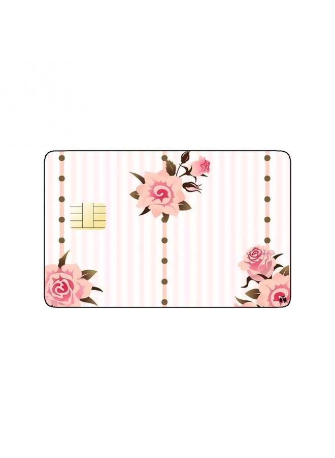 RKN PRINTED BANK CARD STICKER Beautiful Pink Flowers Drawing - Image 2