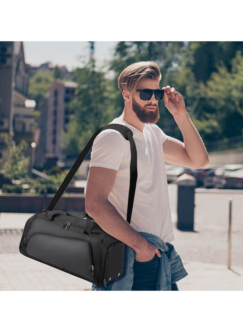 Men Travel Duffel Bag Oxford Sport Duffel Bag Large Gym Tote Bag Lightweight Weekend Shoulder Bag for Women Overnight Bag with Shoes Compartment and Wet Pocket Carry On Luggage Black  - Image 2