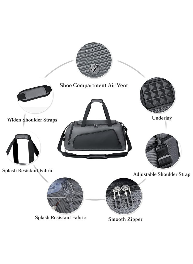 Men Travel Duffel Bag Oxford Sport Duffel Bag Large Gym Tote Bag Lightweight Weekend Shoulder Bag for Women Overnight Bag with Shoes Compartment and Wet Pocket Carry On Luggage Black  - Image 4