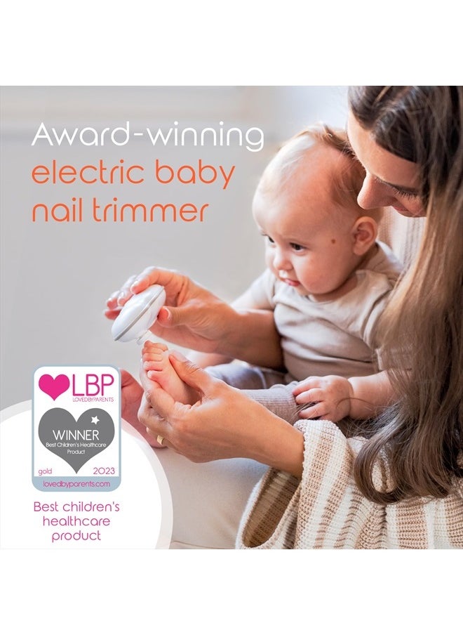 Cherish Baby Care - Baby Nail Trimmer Electric - Auto Safety Stop, Baby Nail File Electric with 4 Filing Pads from 0-12+ Months, Electric Nail File Baby Nail Grinder, Baby Care Products - Image 1