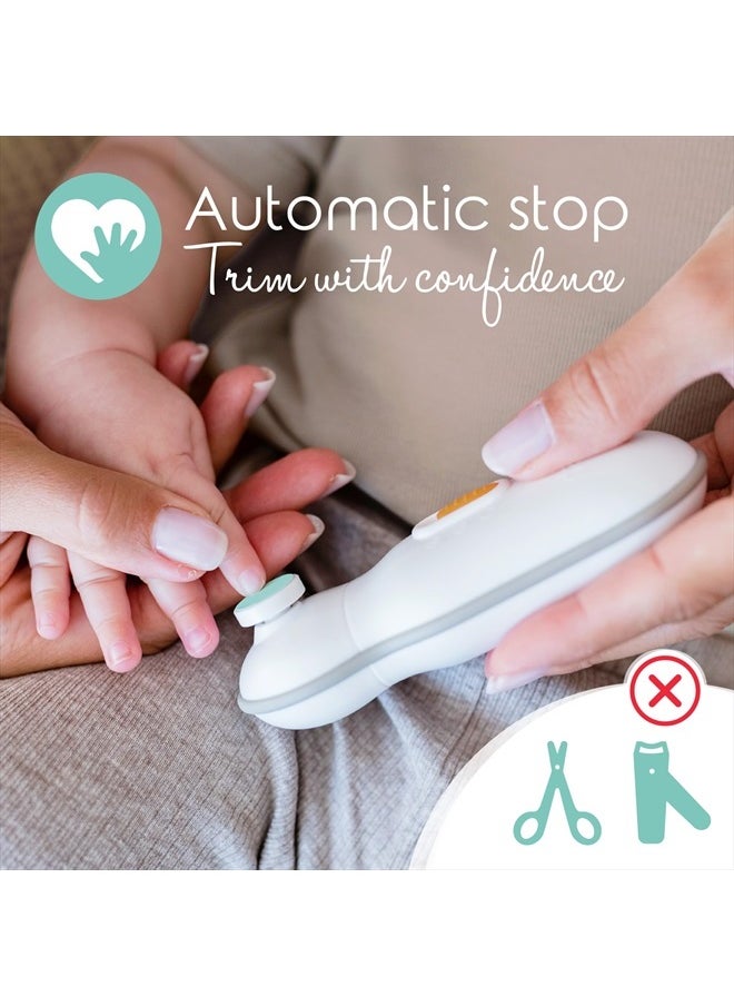Cherish Baby Care - Baby Nail Trimmer Electric - Auto Safety Stop, Baby Nail File Electric with 4 Filing Pads from 0-12+ Months, Electric Nail File Baby Nail Grinder, Baby Care Products - Image 1