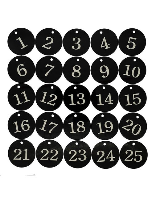 Acrylic Id Number Tags Key Tags With Key Rings Black 0 50