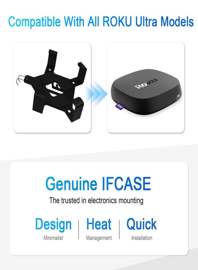 IFCASE Metal Mount Compatible with Roku Ultra for Wall/Back of TV/TV Vent (Black) - Image 3