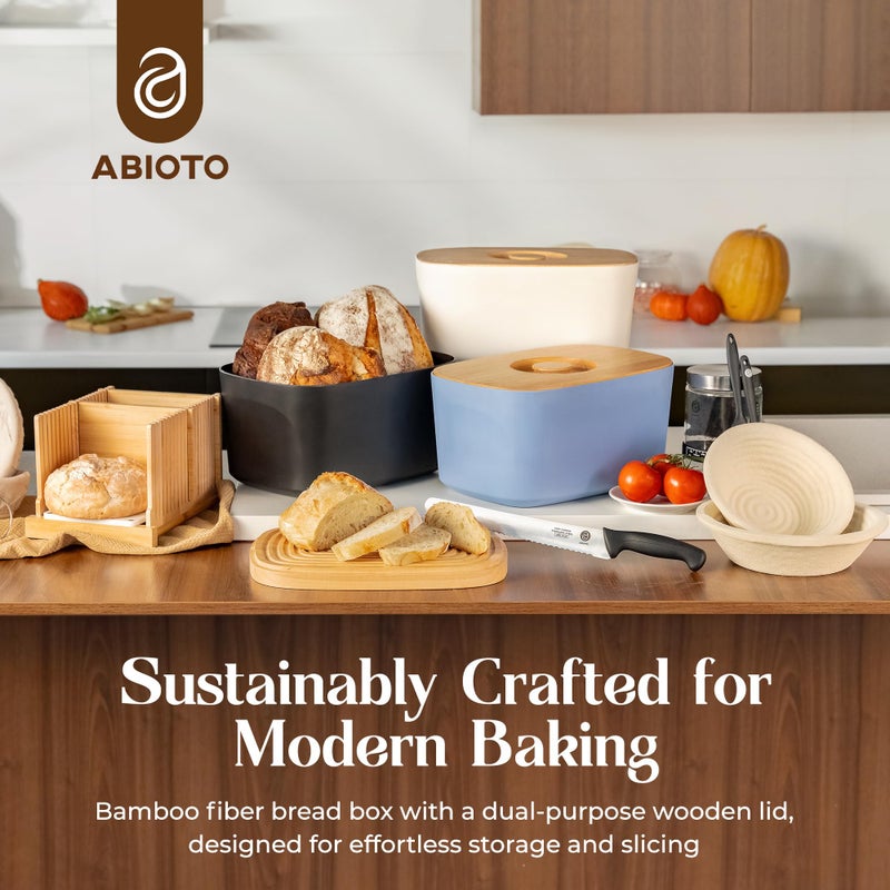 ABIOTO Extra Large Bread Box for Kitchen Countertop with 2 Bread Bags - Sturdy Modern Construction, Ribbed Design Keeps Bread Fresh Longer - Large Sourdough Bread Box with Cutting Board Lid (White) - Image 5
