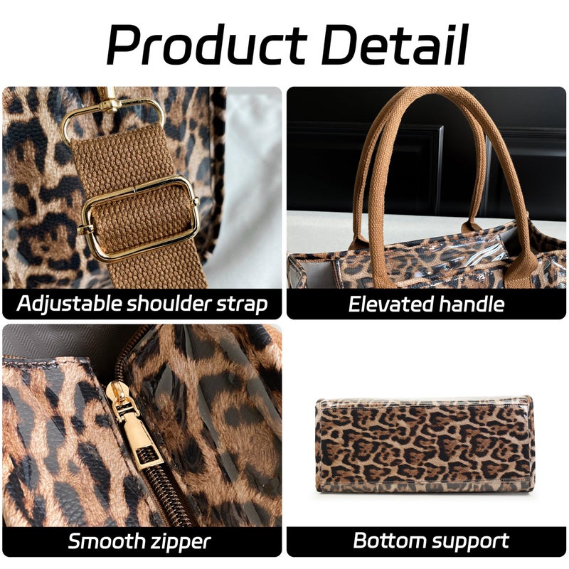 GISMTR PVC Tote Bag for Women Letters Print Hobo Handbags Kraft Paper Shoulder Bag with Strap for Work Travel - Image 4