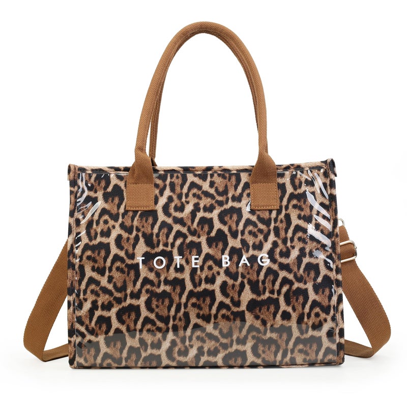 GISMTR PVC Tote Bag for Women Letters Print Hobo Handbags Kraft Paper Shoulder Bag with Strap for Work Travel - Image 1