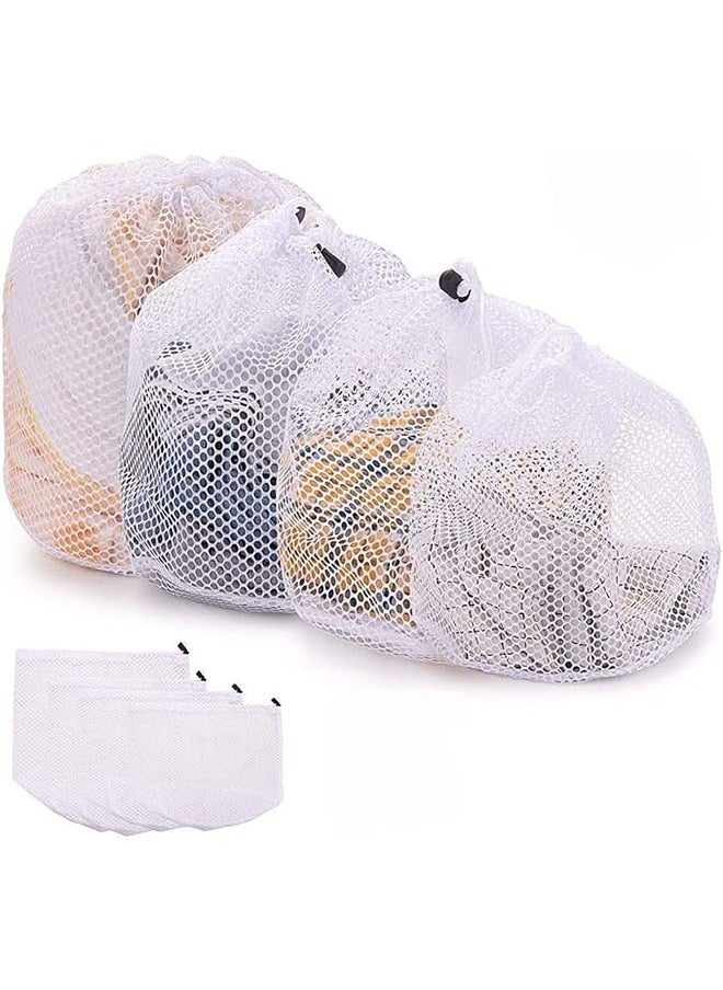 Bukela BUKELA 4PCS Mesh Laundry Bags Laundry Net Bag Drawstring Reusable Durable Washing Net Bag for Clothes Underwear Delicates Socks Baby Clothes Bra Shoes Knitted Garments  - Image 1