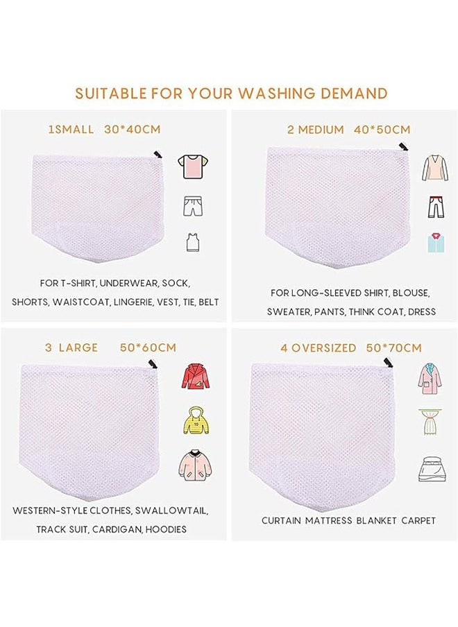 Bukela BUKELA 4PCS Mesh Laundry Bags Laundry Net Bag Drawstring Reusable Durable Washing Net Bag for Clothes Underwear Delicates Socks Baby Clothes Bra Shoes Knitted Garments  - Image 2