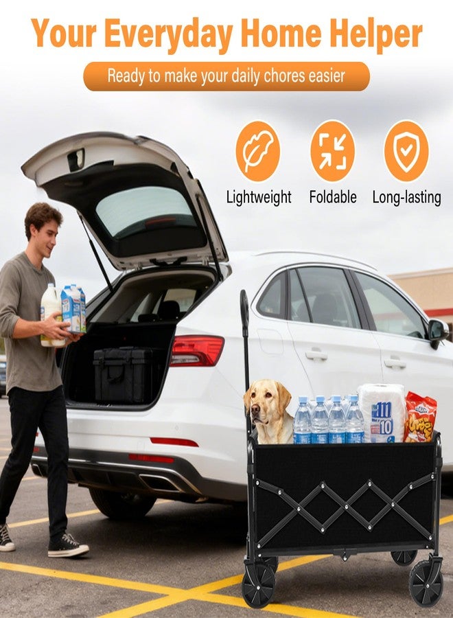 عربة ARTIST'S DREAM قابلة للطي، عربة محمولة قابلة للطي بعجلات، عربة متعددة الاستخدامات للشاطئ والتخييم والبقالة والرياضة والحديقة، أسود - Image 5