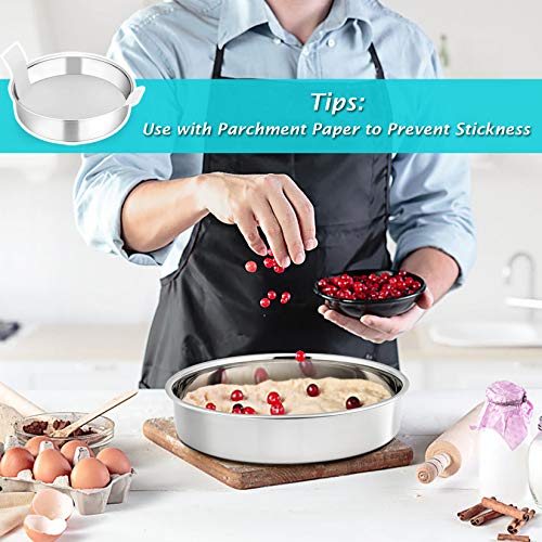 P&P CHEF 9½-inch Round Cake Pan, P&P CHEF Stainless Steel Bakeware Cake Pan, Easy Releasing & Cleaning, Oven & Dishwasher Safe, Round/Sliver - Image 5