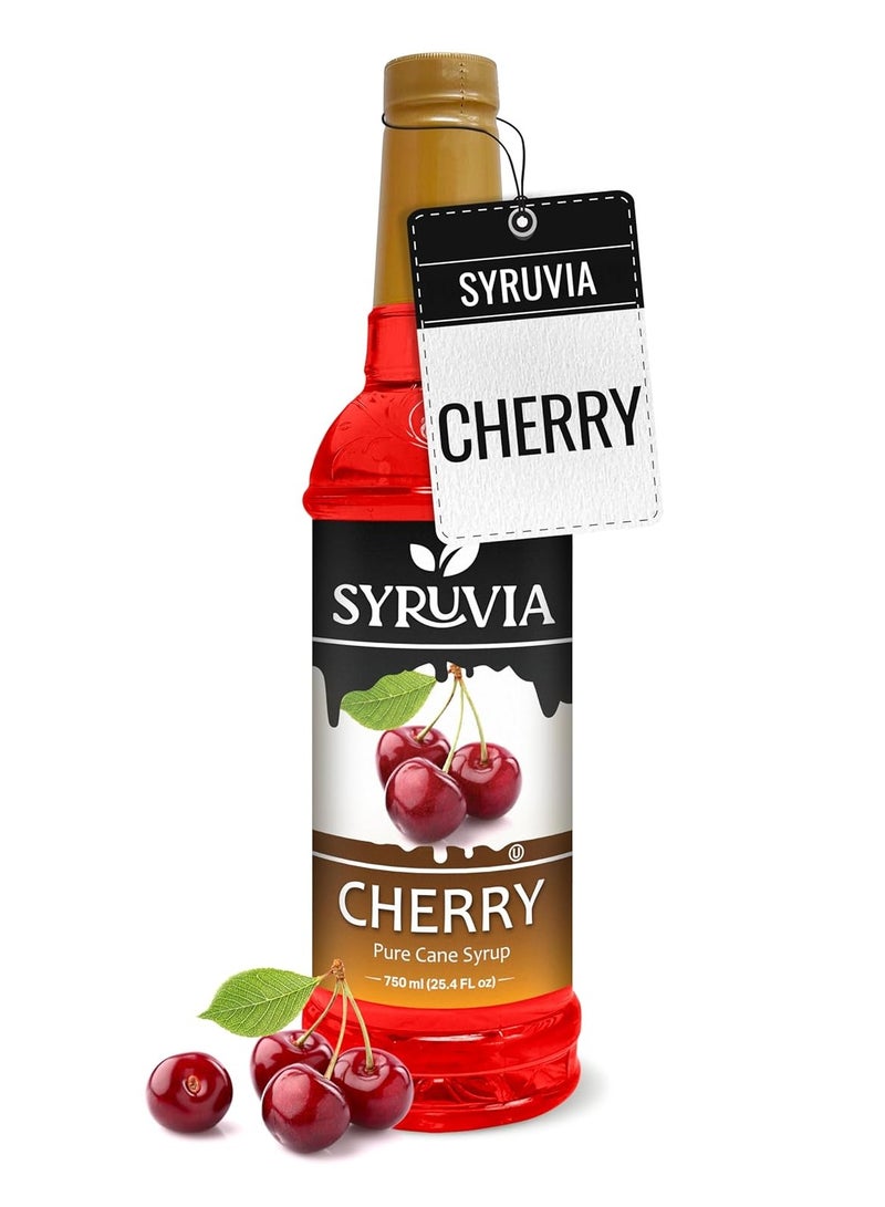 Syruvia Syruvia Cherry Syrup - 750 ml . Premium Flavoring Syrup for Tea, Italian Sodas, Beverages, Desserts, Ice Cream, Cocktails, and Mocktails. Kosher and Gluten-Free.  - Image 1