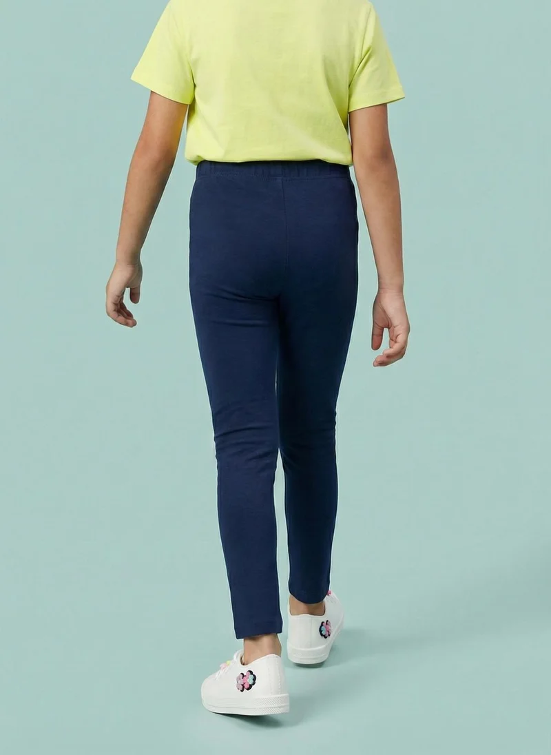 Nautinati  Nautinati Girls' 100% Cotton Pack of 2 Regular Fit  Solid Essentials Leggings for Women | Best Price UAE