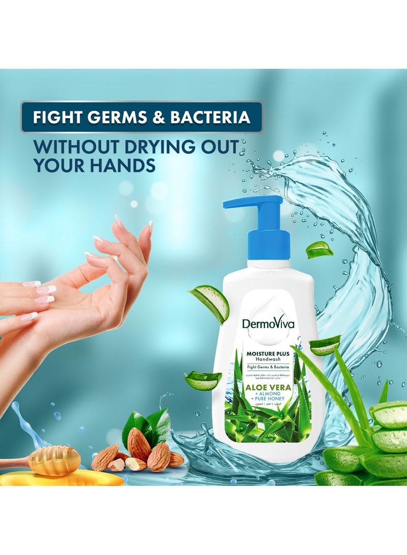 Dermoviva Moisture Plus Handwash (Buy 4 Get 2 Free) | Fights Germs & Bacteria | With Aloe Vera, Almond & Pure Honey Extracts | Anti-Bacterial | 6x200 ml - Image 2