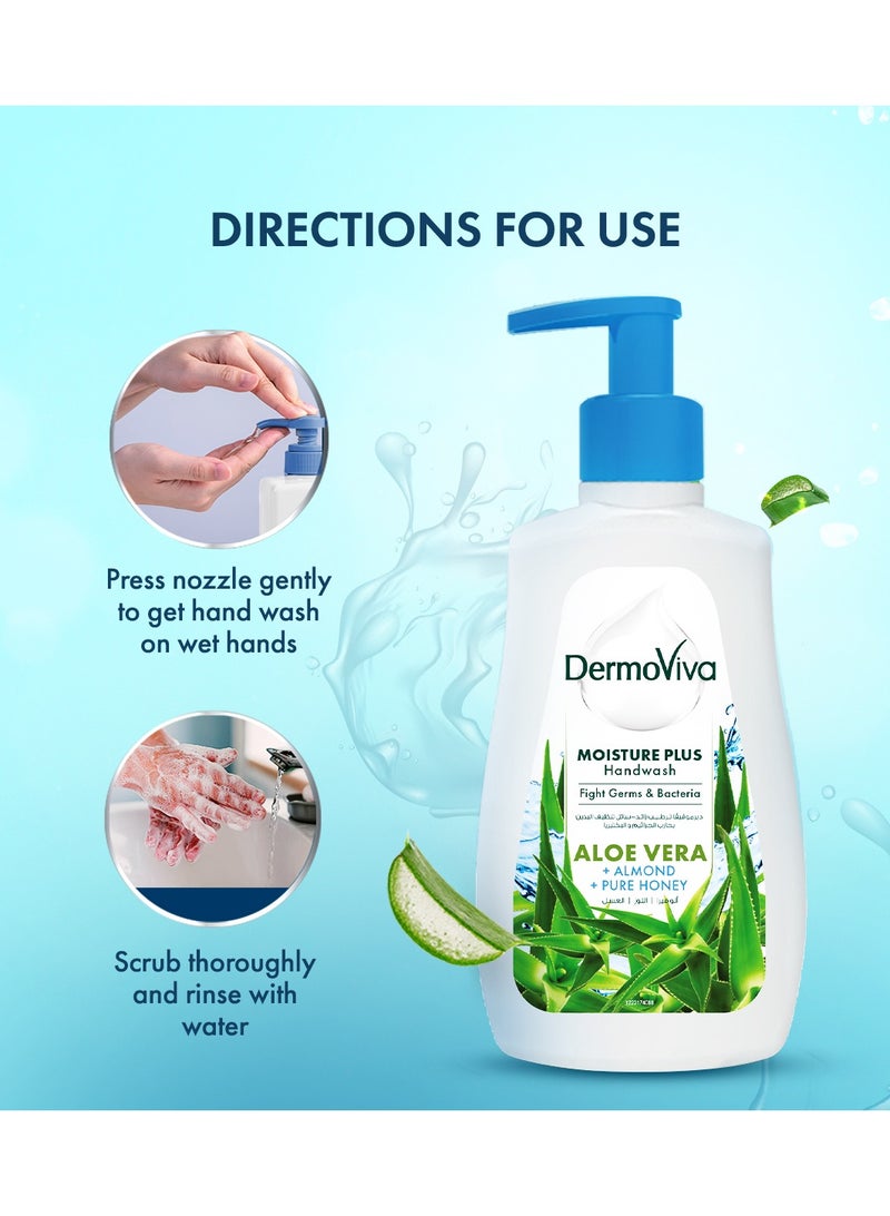 Dermoviva Moisture Plus Handwash (Buy 4 Get 2 Free) | Fights Germs & Bacteria | With Aloe Vera, Almond & Pure Honey Extracts | Anti-Bacterial | 6x200 ml - Image 5