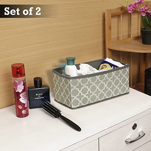 HOKIPO Non-Woven Fabric Wardrobe Organizer Foldable Cloth Storage Bin Baskets for Cupboard Closet, Pack of 2 (AR-3916), Rectangular, Grey - Image 2