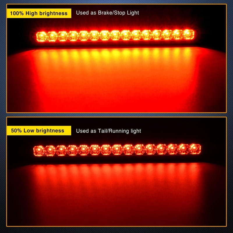 Nilight 2PCS 10Inch 15 LED Red Trailer Light Bar for Park Stop Turn Tail Brake Lights IP67 Waterproof Marker ID Clearance Strip for Truck Golf Cart Pickups Boats - Image 3