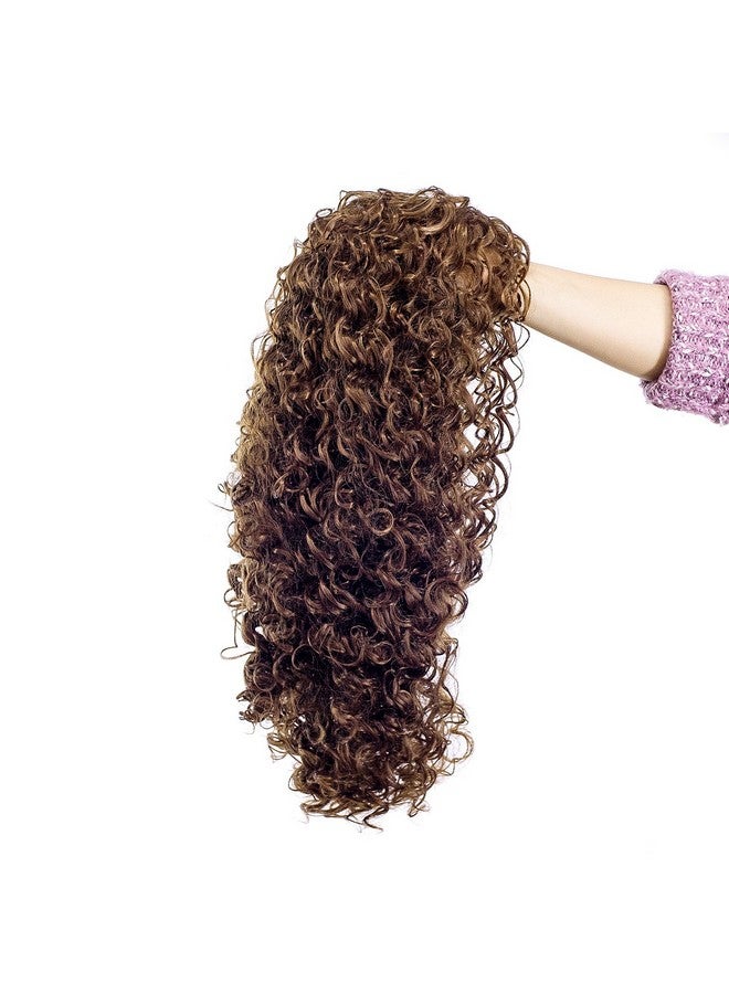 SWACC 20-Inch Long Big Bouffant Curly Wigs for Women Synthetic Heat Resistant Fiber Hair Pieces with Wig Cap (Light Dirty Brown-12#) - Image 5