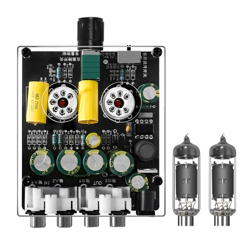 6K4 Tube Preamplifier Black DC12-16V 3-Band Adjustable - Warm Immersive Sound High Fidelity Tube Amplifier for Audiophiles Home Audio Systems - Image 2