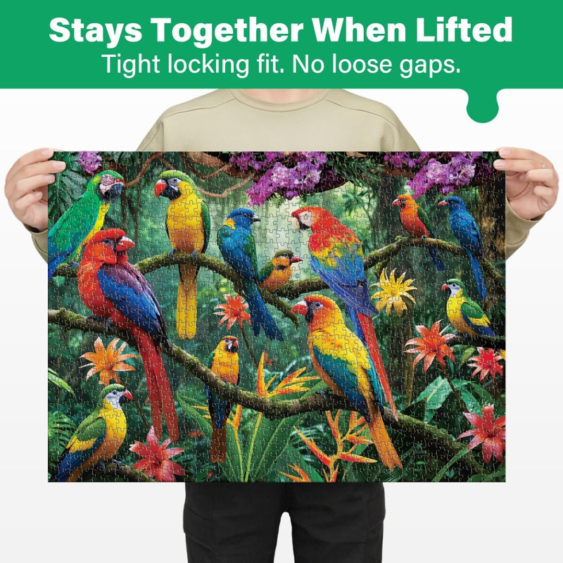 BenBen 1000 Piece Jigsaw Puzzle for Adults, Jungle Parrots, Puzzles with Letters or Patterns on Back, Challenging Puzzle for Game Night Home DÃ©cor, 26.63â€ x 19.25â€ - Image 2