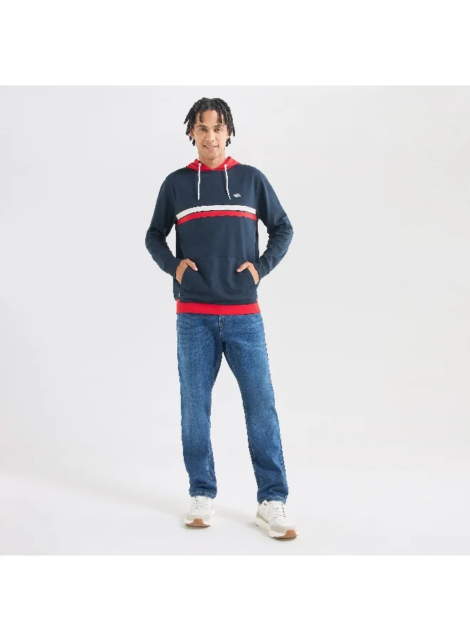 Splash FAV Striped Hooded Sweatshirt with Long Sleeves and Kangaroo Pockets