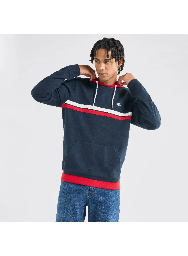 Splash FAV Striped Hooded Sweatshirt with Long Sleeves and Kangaroo Pockets