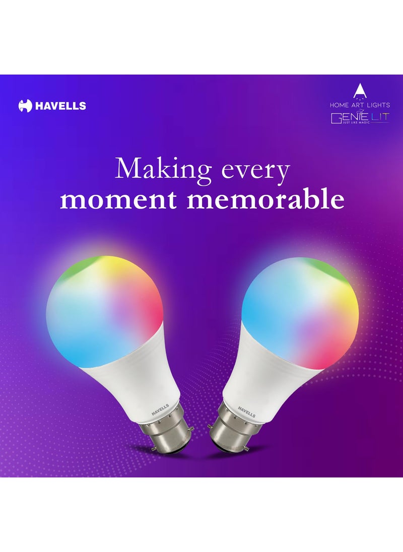Havells Glamax 9W B22 WiFi LED Smart Bulb with Music Sync Function Compatible with Alexa and Google Assistant 16M Colours