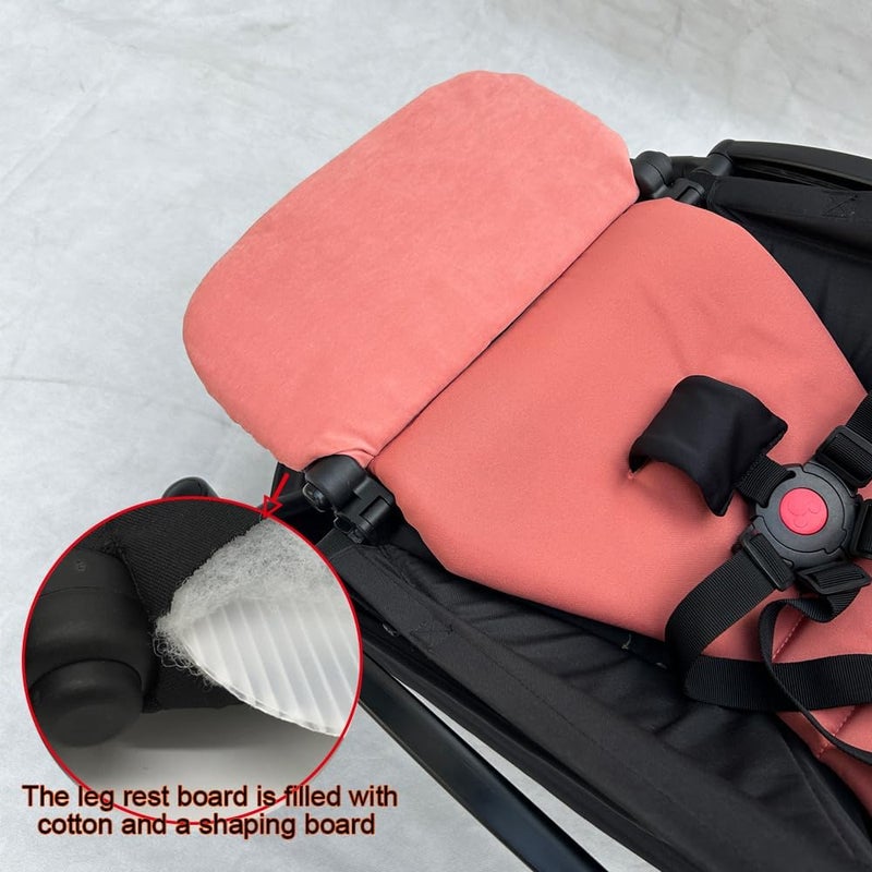 Feliliber Stroller Leg Rest Compatible with Babyzen YOYO - Foldable Stroller Without Disassembly - Extend 6.2 inch Easy to Attach & Clean, Soft Fabric (Ginger Pink) - Image 4