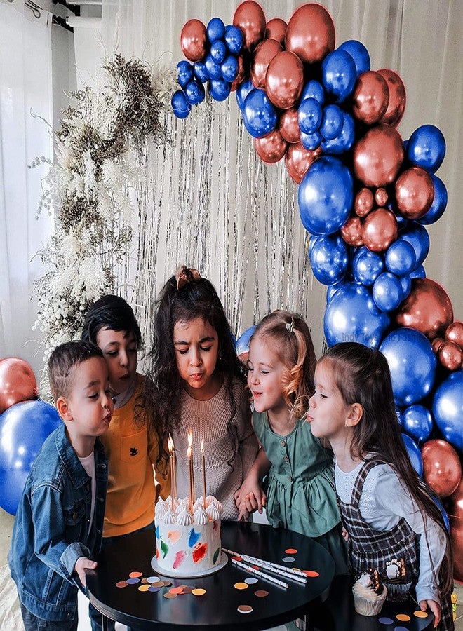 JUST PARTY مجموعة من 50 بالونًا معدنيًا من الكروم من جاست بارتي، 25 قطعة باللون الذهبي الوردي و25 قطعة باللون الأزرق، بسطح لامع، لتزيين حفلات أعياد الميلاد/الذكرى السنوية/الخطوبة/حفلات استقبال المولود/حفلات توديع العزوبية. - Image 4
