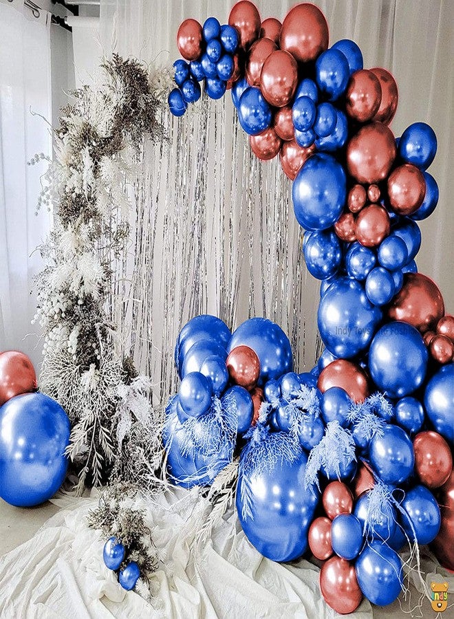 JUST PARTY مجموعة من 50 بالونًا معدنيًا من الكروم من جاست بارتي، 25 قطعة باللون الذهبي الوردي و25 قطعة باللون الأزرق، بسطح لامع، لتزيين حفلات أعياد الميلاد/الذكرى السنوية/الخطوبة/حفلات استقبال المولود/حفلات توديع العزوبية. - Image 1