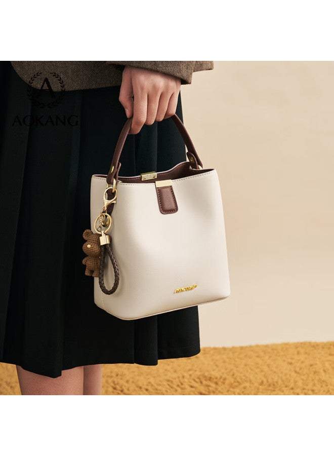 Aokang Women's Fashion Cowhide Bucket Bag Light Luxury Crossbody Shoulder Bag Birthday 520 Gift For Girlfriend Wife - Image 2