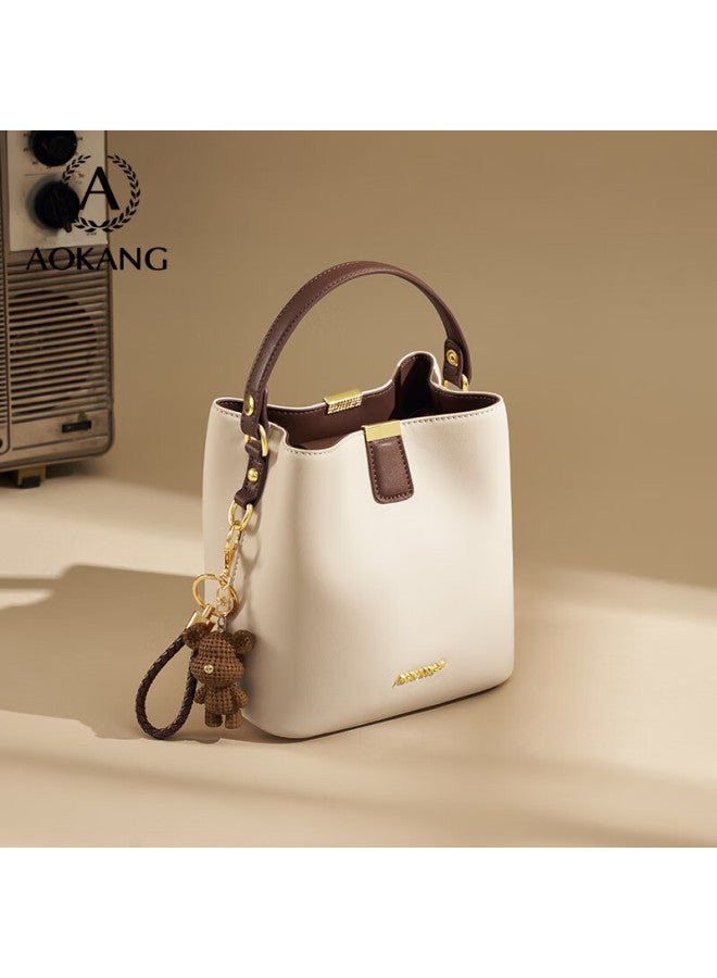 Aokang Women's Fashion Cowhide Bucket Bag Light Luxury Crossbody Shoulder Bag Birthday 520 Gift For Girlfriend Wife - Image 1