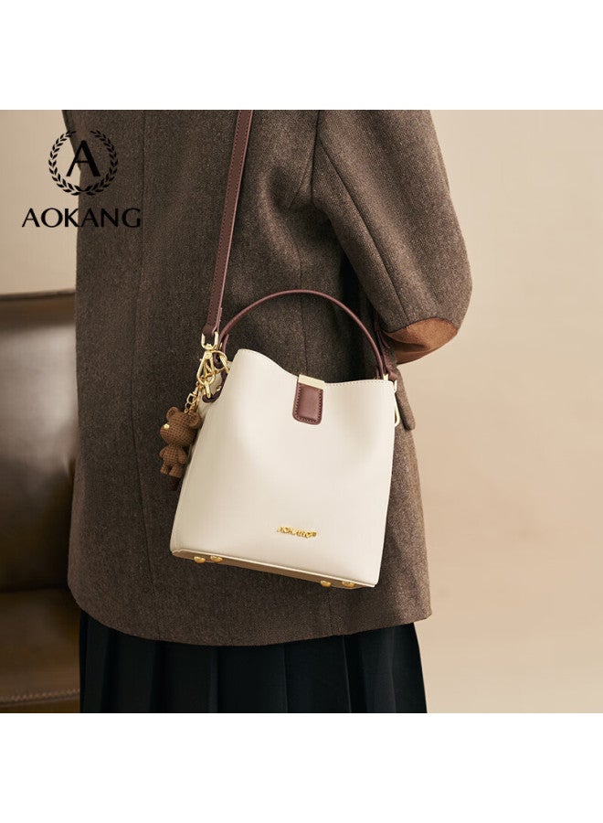Aokang Women's Fashion Cowhide Bucket Bag Light Luxury Crossbody Shoulder Bag Birthday 520 Gift For Girlfriend Wife - Image 4
