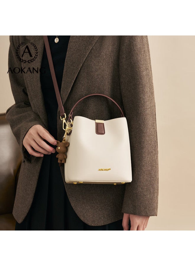 Aokang Women's Fashion Cowhide Bucket Bag Light Luxury Crossbody Shoulder Bag Birthday 520 Gift For Girlfriend Wife - Image 3