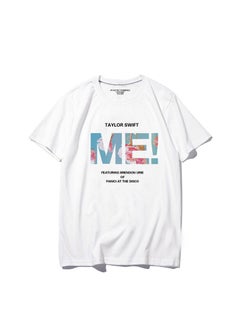 Taylor Swift Tshirt Tour Merchandise Eras Tour Short Sleeve round Neck Loose Fit Youthful Wool Blend Casual Abstract Pattern Tshirt ME WHITE