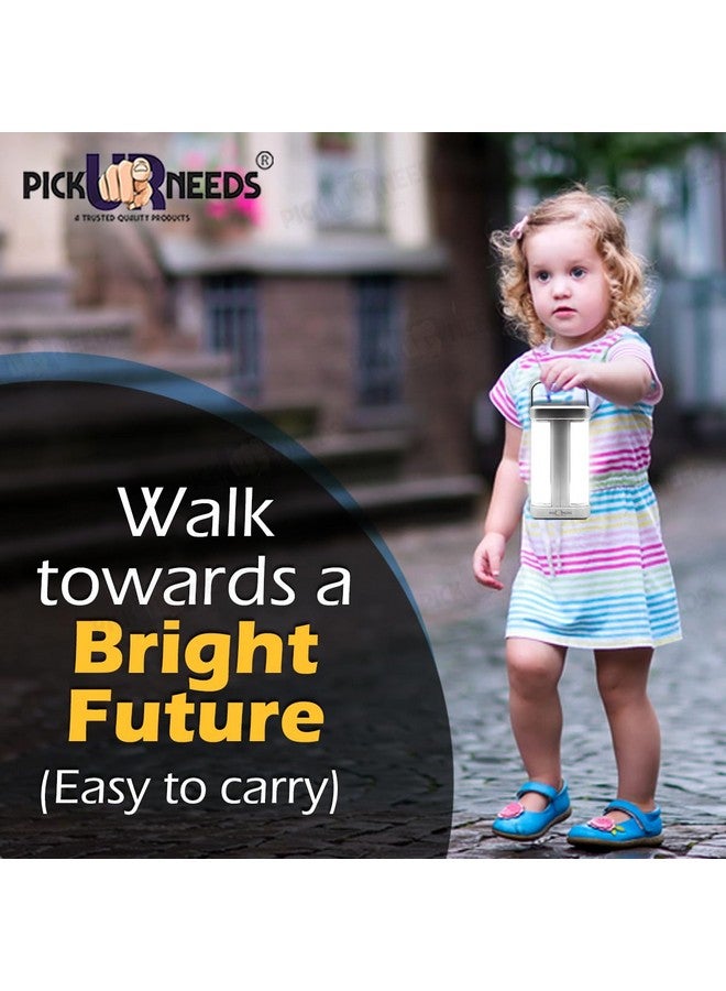 Pick Ur Needs مصباح أرضي LED للطوارئ القابل لإعادة الشحن بالطاقة الشمسية من بيك يور نيدز 4 أنابيب جانبية (فضي عبوة من 2) - Image 5