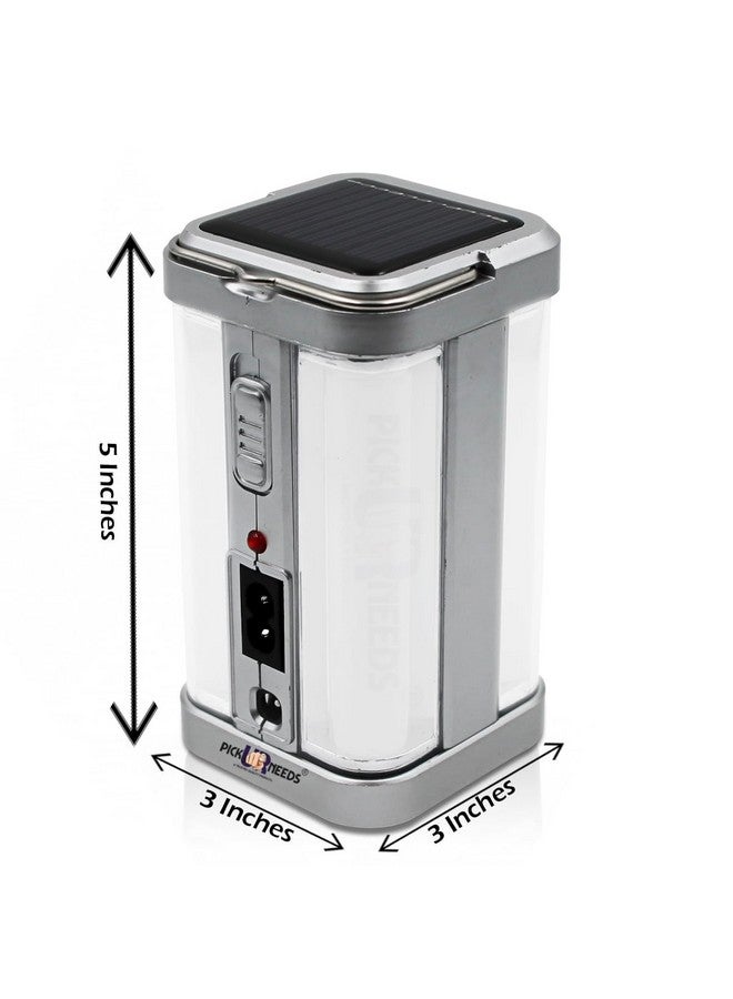 Pick Ur Needs مصباح أرضي LED للطوارئ القابل لإعادة الشحن بالطاقة الشمسية من بيك يور نيدز 4 أنابيب جانبية (فضي عبوة من 2) - Image 3