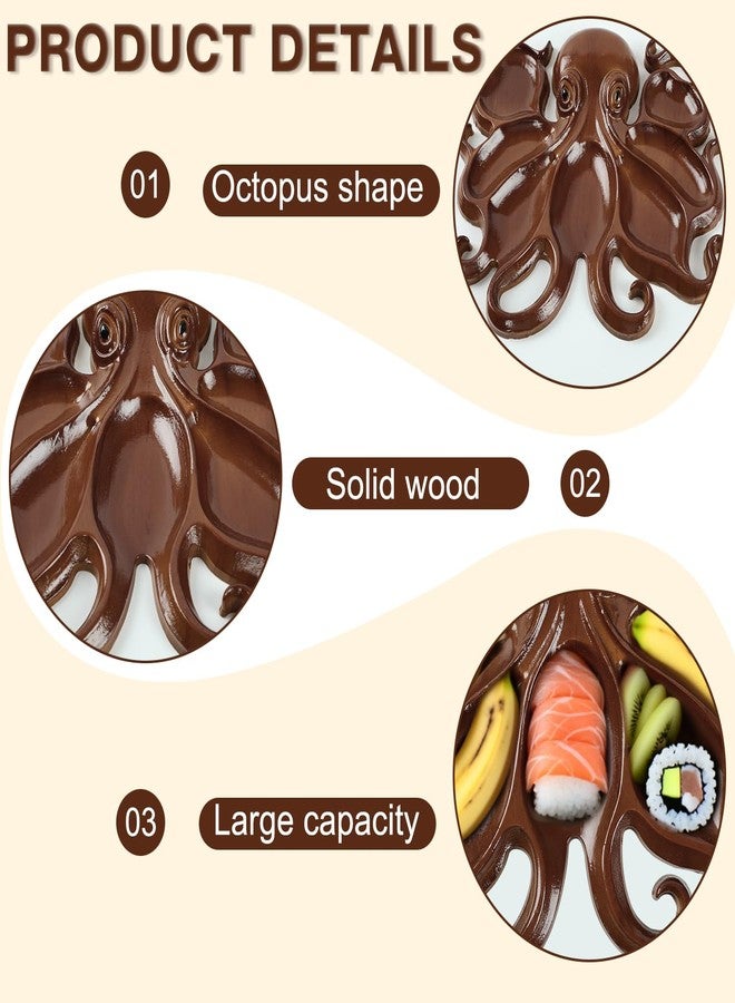 ploreatu Christmas Octopus Charcuterie Platter, Ocean Themed Cheese Bread Board, Novelty Unique Serving Tray Board for Cheese Meats Fruit,Kraken Design Wood Serving Tray, Unique Gift for Seafood Lovers (1 PCS) - Image 3