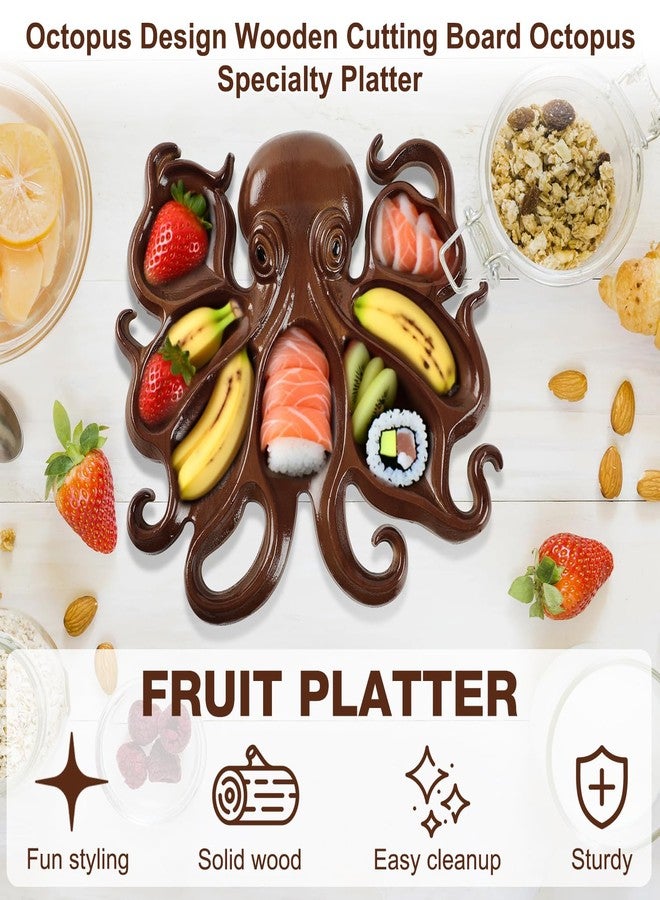 ploreatu Christmas Octopus Charcuterie Platter, Ocean Themed Cheese Bread Board, Novelty Unique Serving Tray Board for Cheese Meats Fruit,Kraken Design Wood Serving Tray, Unique Gift for Seafood Lovers (1 PCS) - Image 2
