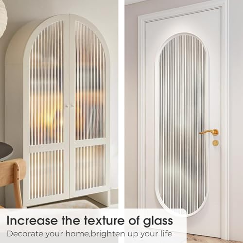 HOME13 Window Privacy Film 3D Decorative Fluted Window Glass Film Privacy Window Film for Bathroom, Reusable Vinyl Frosted Film (Fluted Glass Film, 12x96-Inches) - Image 3