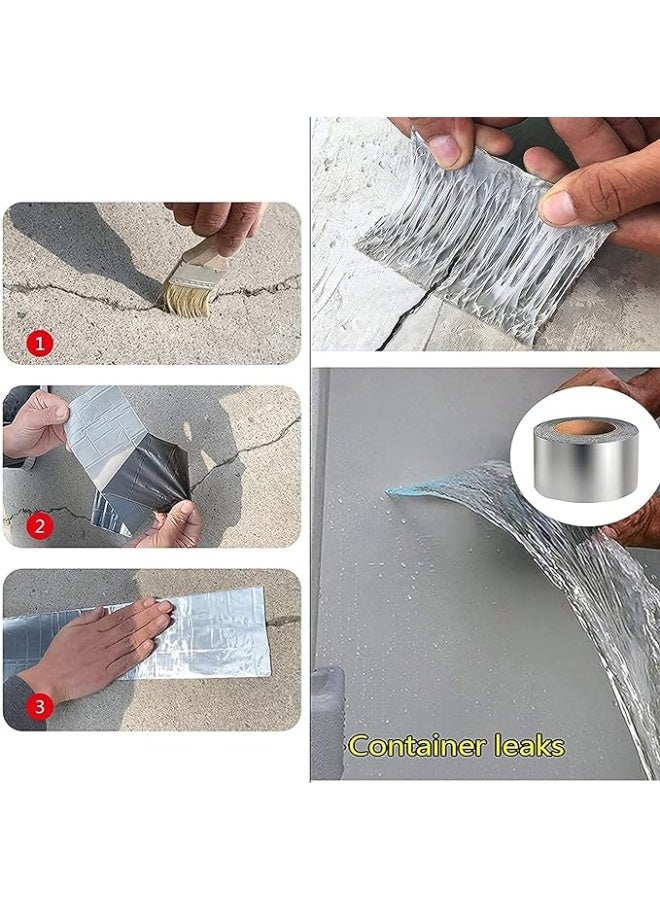 شريط إصلاح تسرب المياه الشفاف - حل تسرب المياه من الأنابيب والأسطح - شريط لاصق من الألمنيوم - شريط لاصق مقاوم للماء - شريط مطاطي بوتيل للتسرب (5 سم × 5 م) (عبوة من 1) - Image 4