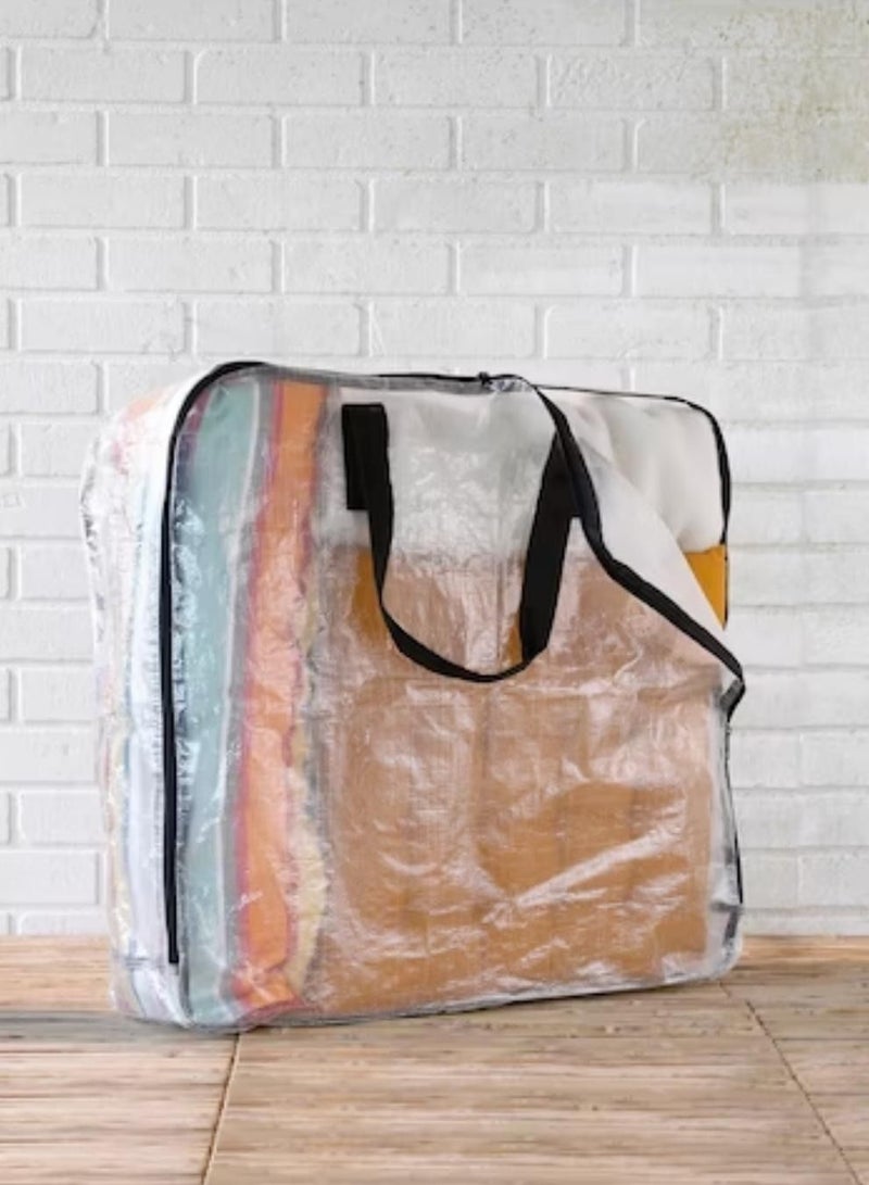 Large Storage Bag with Handles | Clothing and Linen White Tarp Black Trim pack of 3 - Image 5