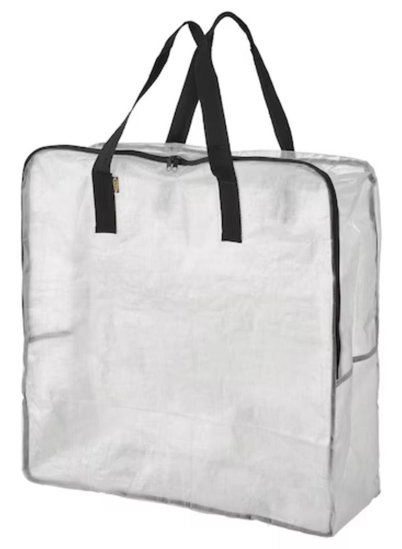 Large Storage Bag with Handles | Clothing and Linen White Tarp Black Trim pack of 3 - Image 1