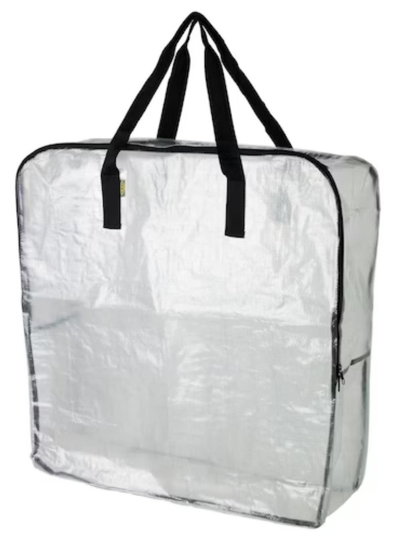 Large Storage Bag with Handles | Clothing and Linen White Tarp Black Trim pack of 3 - Image 2