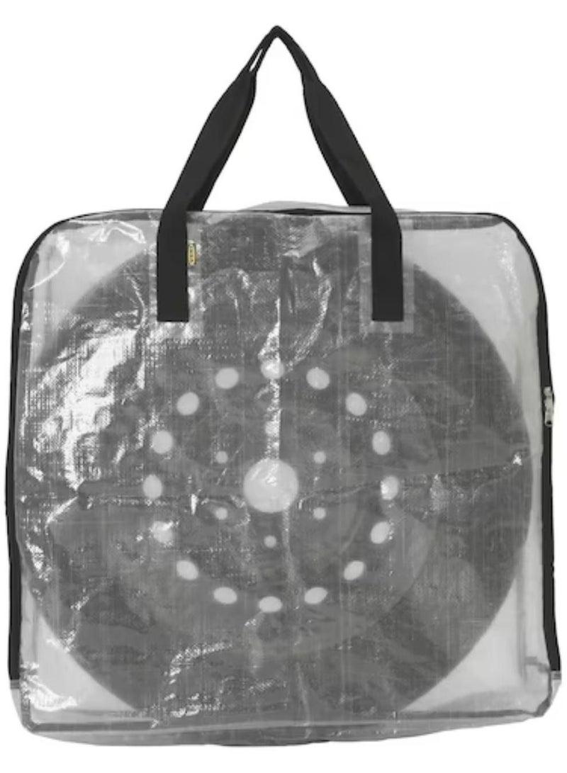 Large Storage Bag with Handles | Clothing and Linen White Tarp Black Trim pack of 3 - Image 3